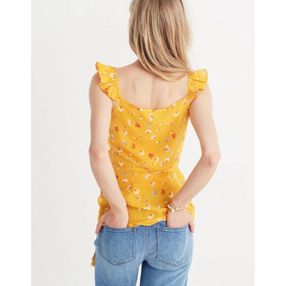 MADEWELL Silk Wrap Cami V-Neck Top in Painted Carnations Tassel Tie Waist 10 $88 - Picture 7 of 7